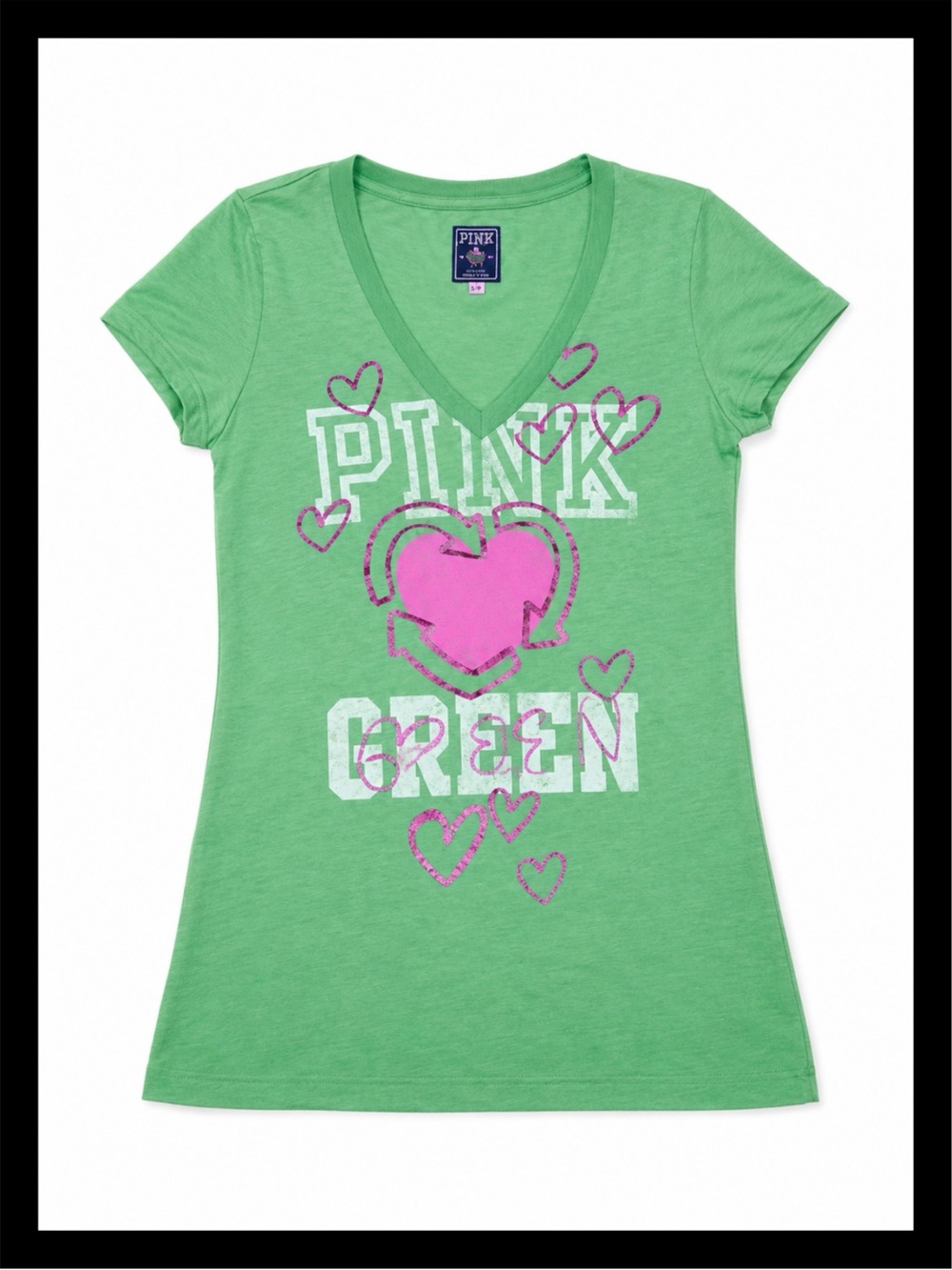 ♻️💕♻️ ⓅⒾⓃⓀ VS 2009 PINK💓GREEN Tee♻️💕♻️